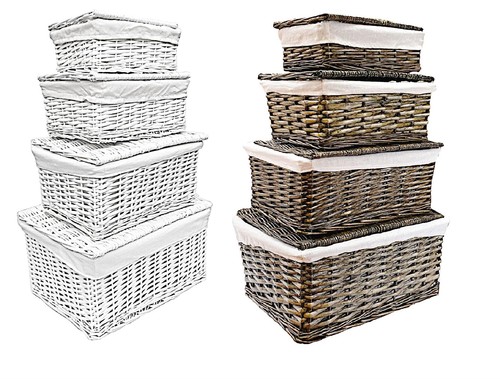 Set lidded wicker storage - lidded,