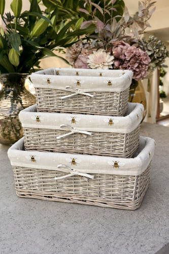 Shallow wicker storage baskets - shallow,